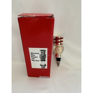 Reed Barton Snowman Bottle Stopper  wine Liquor Neiman Marcus ~5.25x2”